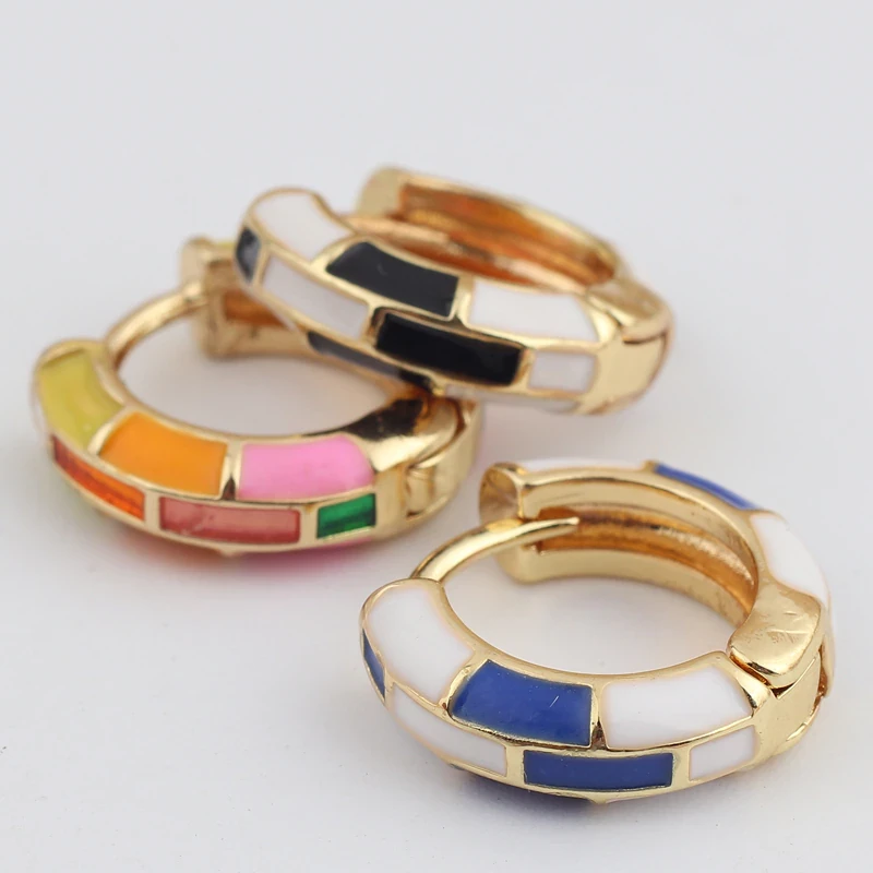 2021 New Simple Enamel Round Circle Hoop Earrings 18K Gold Plated Korean Earring Jewelry Statement Accessories For Women Brincos