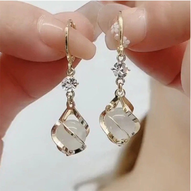 Rhinestone Earrings Asymmetric Hollow Opal Tassel Long Earrings 2022 Oorbellen Ear Rings For Girls Cерьги Jewelry Accessories