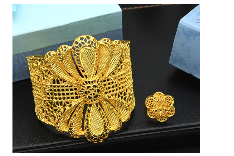 ANIID France Luxury 24k Gold Color Bangles For Women Bridal Dubai Gold Plated Cuff Bracelet Nigerian Wedding African Jewellery